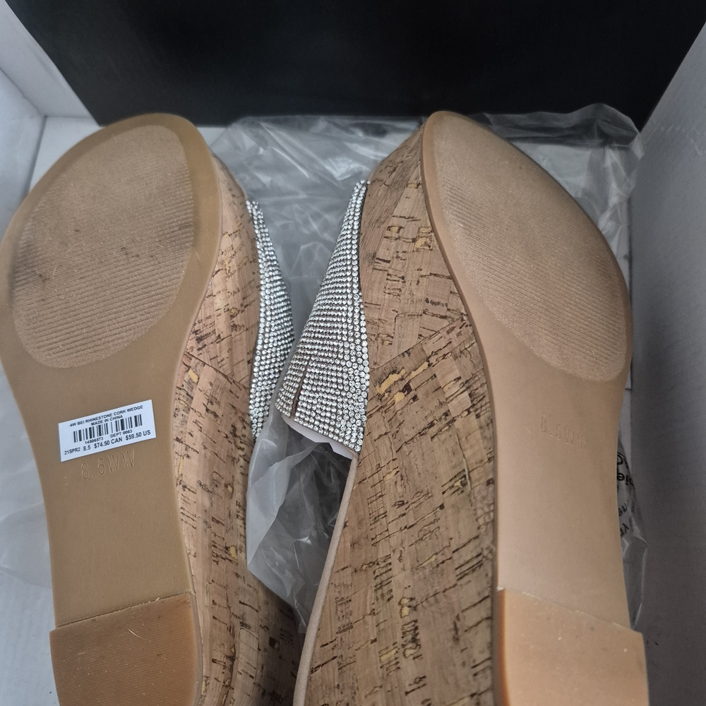 Torrid Beige Rhinestone Cork Wedges - Picture 4 of 5